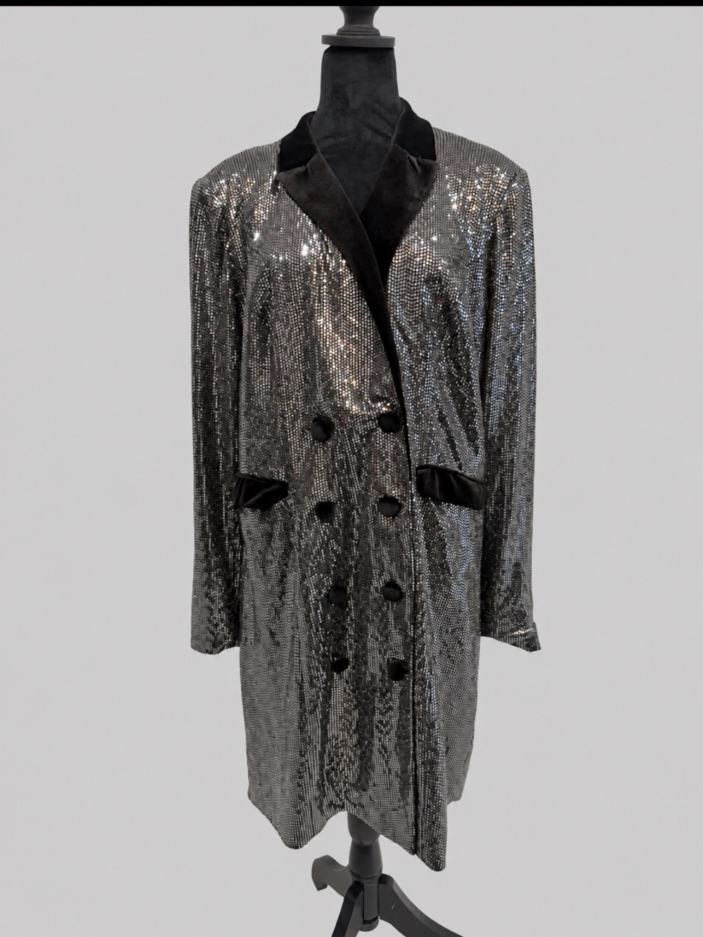 🖤 City Chic Black & Silver Sparkle Longline Blazer – PLUS SIZE XS/14 ✨